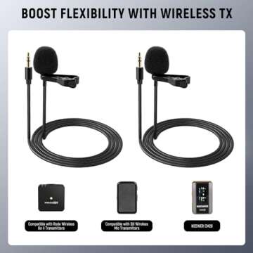 NEEWER 2 Pack Lavalier Microphone for Professional Audio