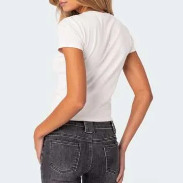 Women Y2k Graphic Baby Tee Cute Graphic Fruit Print Crop Top Aesthetic Vintage Crewneck Short Sleeve Cropped Shirt （Slim Black，Small）