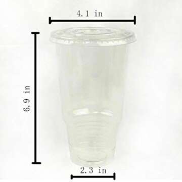 50sets 32oz. Plastic Ultra Clear Cups with flat lids is for cold drinks like iced coffee, Bubble Tea, Frozen Cocktails, water , Sosa and juices (32oz +flat lids 50sets)