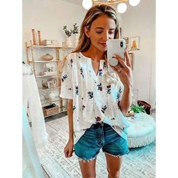 Stylish WLLW Women Bohemian Floral Print Babydoll Shirt