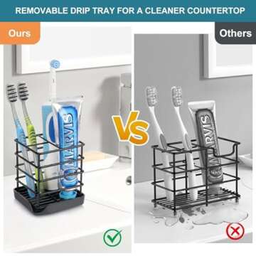 Toothbrush Holders for Bathrooms, Stainless Steel Bathroom Toothbrush Holder Kids Electric Tooth Bru...