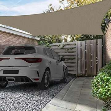 AsterOutdoor Sun Shade Sail Rectangle 12' x 16' UV Block Canopy for Patio Backyard Lawn Garden Outdoor Activities, Cream