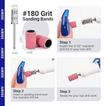 AIRSEE 100 pc Nail Drill Sanding Bands for Professionals