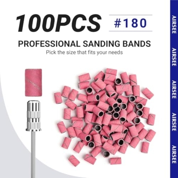 AIRSEE 100 pc Nail Drill Sanding Bands for Professionals