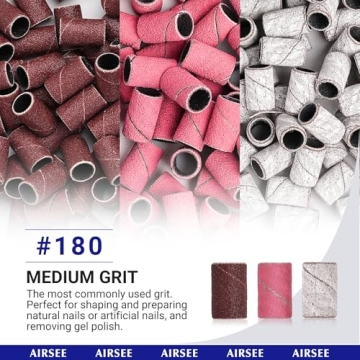 AIRSEE 100 pc Nail Drill Sanding Bands for Professionals