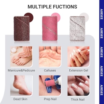 AIRSEE 100 pc Nail Drill Sanding Bands for Professionals