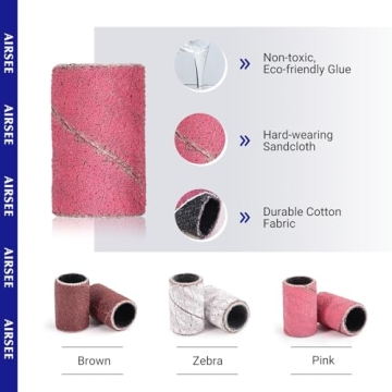 AIRSEE 100 pc Nail Drill Sanding Bands for Professionals