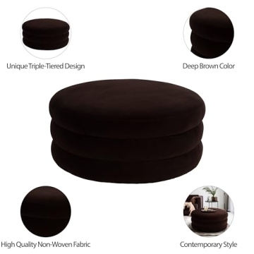 Round Triple Tiered Brown Ottoman for Trendy Home Decor