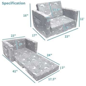 Truwelby Kids Sofa – Glow in the Dark Toddler Couch