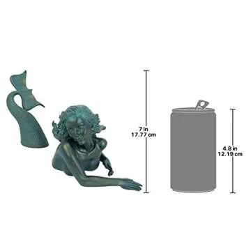 Design Toscano Meara the Mermaid Swimmer Indoor/Outdoor Garden Statue for Patio, Pool or Lawn, 16 In...