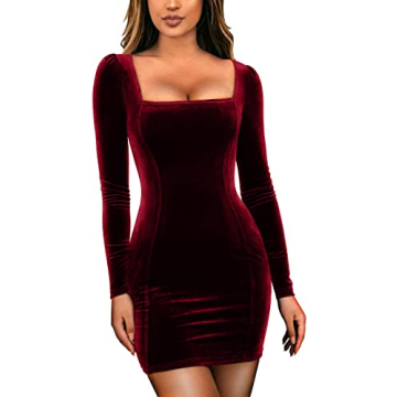 GOBLES Velvet Bodycon Mini Dress for Parties and Events