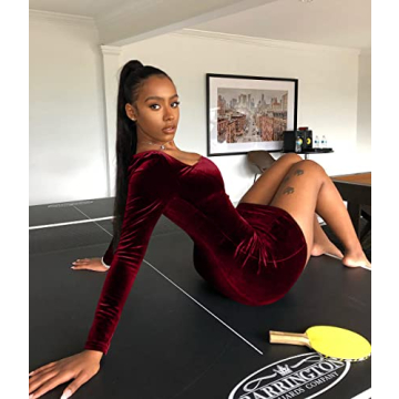 GOBLES Velvet Bodycon Mini Dress for Parties and Events