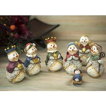 Snowman Nativity Set 7 Pc Figurine Set