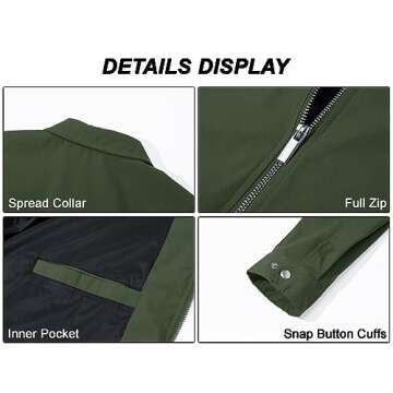 MAGCOMSEN Lightweight Jacket for Men Fashion Casual Jackets Light Golf Jacket Work Coat and Jackets Army Green,XL