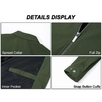 MAGCOMSEN Lightweight Jacket for Men Fashion Casual Jackets Light Golf Jacket Work Coat and Jackets Army Green,XL