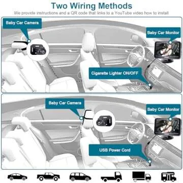 DoHonest Baby Car Camera 7-Inch: USB Plug and Play Easy Setup 360 Degree Rotating Backseat Camera Two Kids HD 1080P Rear Facing Car Seat Camera Clear Night Vision -V9 Black