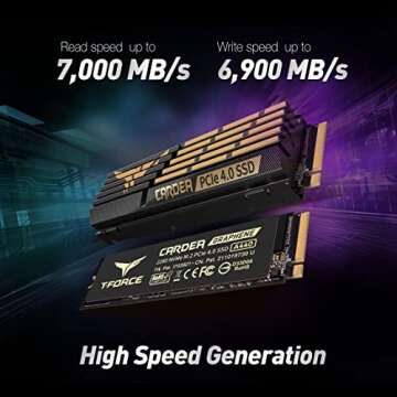 TEAMGROUP T-Force CARDEA A440 Graphene & Aluminum Heatsink 1TB with DRAM SLC Cache 3D NAND TLC NVMe PCIe Gen4 x4 M.2 2280 Gaming Internal SSD Read/Write 7,000/5,500 MB/s TM8FPZ001T0C327