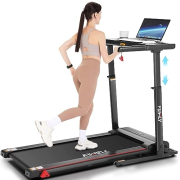 Folding Treadmill with Desk & Adjustable Height for Home
