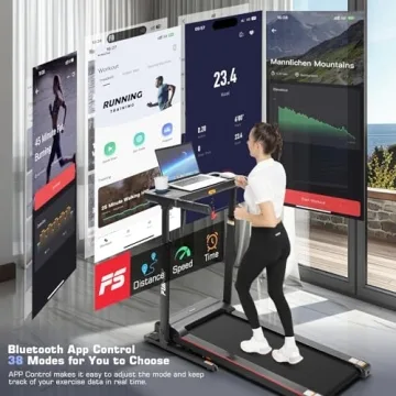 Folding Treadmill with Desk & Adjustable Height for Home