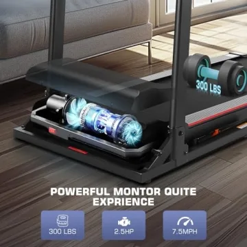 Folding Treadmill with Desk & Adjustable Height for Home