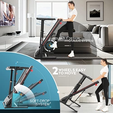 Folding Treadmill with Desk & Adjustable Height for Home