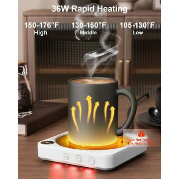 36W Mug Warmer with Auto Shut-off & Temp Display