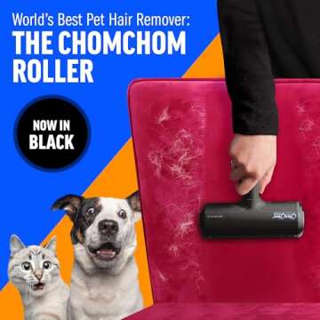 ChomChom Pet Hair Remover - Reusable Cat and Dog Hair Remover for Furniture, Couch, Carpet, Car Seats or Bedding - Portable, Multi-Surface Lint Roller and Fur Removal Tool