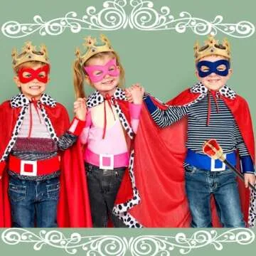 Shinymoon 3 Pcs Halloween Prince Costume for Kids King Crown Robe and Scepter Prince Costume for Boys King Prince Cosplay(Red)