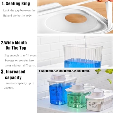 Laundry Detergent Dispenser 1500ml - 2 Pack BPA Free Organization