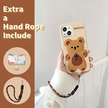 Cute Soft Silicone iPhone 13 Case with Bear Keychain