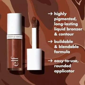 e.l.f. Camo Liquid Bronzer & Contour, Silky Highly Pigmented Formula, Creates a Long-Lasting Bronzed Glow & Natural Look, Vegan & Cruelty-Free, 2 Fair/Light