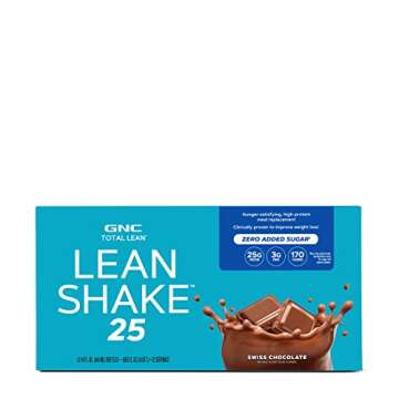 GNC Lean Shake 25 Protein Shake, Meal Replacement, 25g Protein, Low Sugar, Swiss Chocolate, Pack of ...