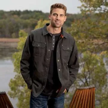 Legendary Whitetails Men's Journeyman Shirt Jacket, Flannel Lined Shacket for Men, Water-Resistant Coat Rugged Fall Clothing, Dark Army, Large