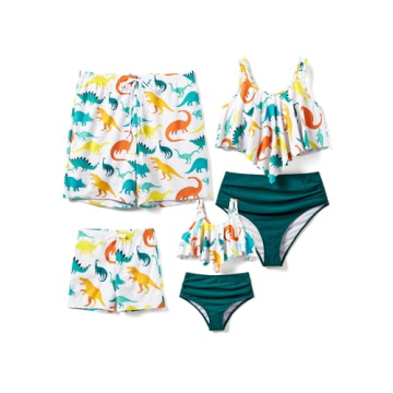 PATPAT Family Dinosaur Swimsuits Matching Set Matching Mom and Son Bathing Suit Hawaiian Tropical Di...