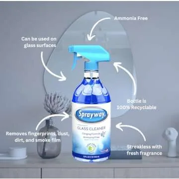 Sprayway Glass Cleaner Liquid Spray, 32oz, Eco-Friendly