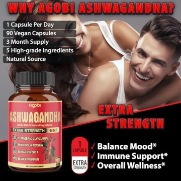 Potent Ashwagandha Supplement with 90 Vegan Capsules