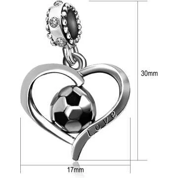 Football Heart Charms for Women Bracelets - JMQJewelry