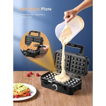 HOUSNAT 3-in-1 Sandwich Maker Waffle Panini Grill
