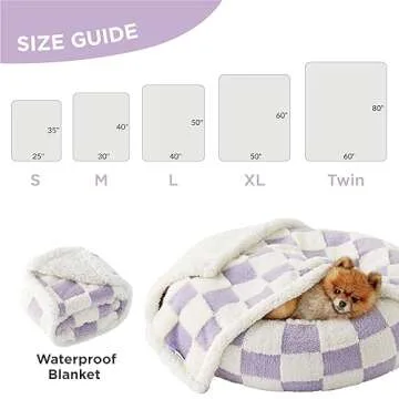 Lesure Waterproof Dog Blanket for Large Dogs - Washable Double Sided Dog Blankets with Warm Jacquard Shag and Soft Sherpa Fleece, Pet Cat Blanket for Bed Protection, 3D Textured Cloud, Purple