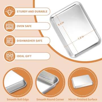 Stainless Steel Baking Sheet Set of 2, Deedro Cookie Sheet Metal Baking Pan Oven Tray, Non Toxic & H...
