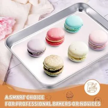 Stainless Steel Baking Sheet Set of 2, Deedro Cookie Sheet Metal Baking Pan Oven Tray, Non Toxic & Heavy Duty, Rust Free & Mirror Finish, Easy Clean & Dishwasher Safe, 9 x 7 x 1 Inch