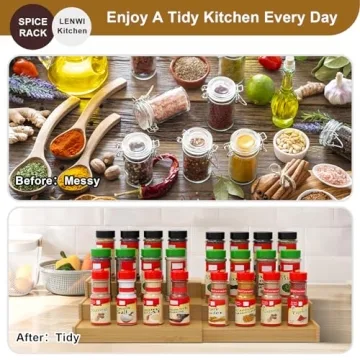 Lenwi 3 Tier Expandable Bamboo Spice Rack Organizer