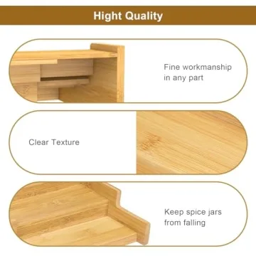 Lenwi 3 Tier Expandable Bamboo Spice Rack Organizer