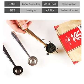 Gold Coffee Scoop Clip Set - Precision & Freshness