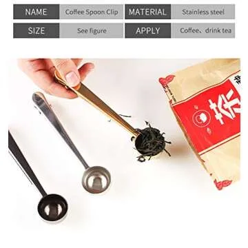 Gold Coffee Scoop Clip Set - Precision & Freshness