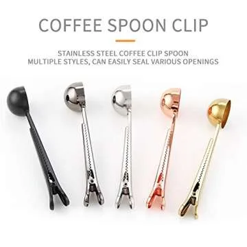 Gold Coffee Scoop Clip Set - Precision & Freshness