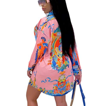 Floral Pattern Button-Up Shirt Dress for Elegant Style