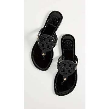 Tory Burch Women's Miller Patent Thong Sandal - Black