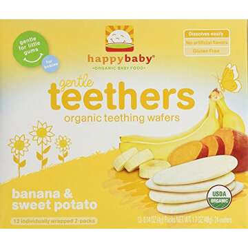 Happy Baby Gentle Teethers Organic Teething Wafers - Banana & Sweet Potato (12 Pack)