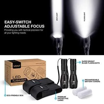 Vont LED Tactical Flashlight 2 Pack Ultra Bright Reliable Gear
